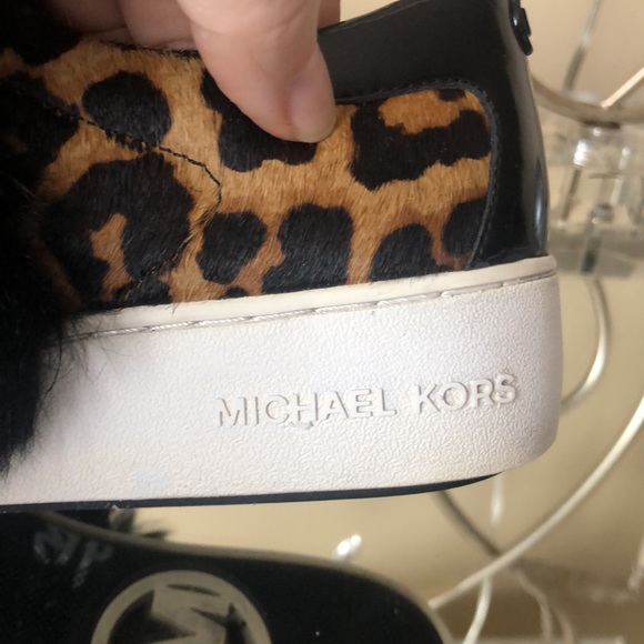MICHAEL KORS Maven Rabbit Fur Calf Hair Sneakers Shoes Cheetah print - Picture 4 of 12